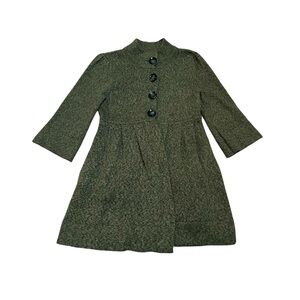 Green knit long sleeve button down dress